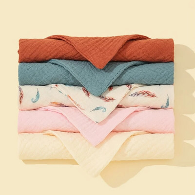 5 tk/komplekt Pehmest puuvillast beebipudipõlled Ühevärvilised beebitoitmispudipõlled Lillelised nööpnööbiga kolmnurkrätik vastsündinu tarvikud