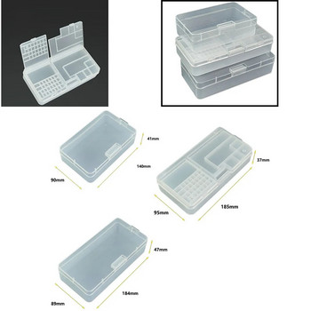 1 τμχ Διαφανές Ορθογώνιο Πλαστικό Κουτί αποθήκευσης Βιδωτή θήκη Organizer Δοχείο Κοσμήματα Nail Art Equipment Tools Case