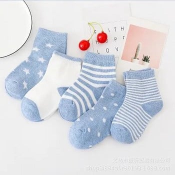 5 чифта бебешки чорапи Чорапи за новородени момчета 0-6 години Детски чист памук Животински дизайн Неизбледняващи меки детски чорапи за момичета