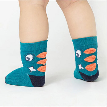 5 чифта/партида Детски памучни чорапи Бебешки момчета Момичета Анимационни топли есенни зимни чорапи Раирани детски чорапи 1-3 години Комплект бебешки чорапи