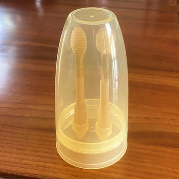 1 комплект силиконова бебешка четка за зъби Млечни зъби на малко бебе Покритие на езика и четка за почистване на устната кухина Гумени инструменти за почистване на бебета