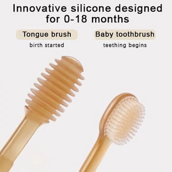 1 комплект силиконова бебешка четка за зъби Млечни зъби на малко бебе Покритие на езика и четка за почистване на устната кухина Гумени инструменти за почистване на бебета