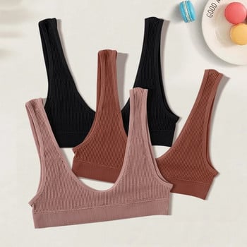 Σέξι σουτιέν χωρίς ραφές Crop Top Γυναικεία Rib Bralette Γυναικεία βουτιά εσώρουχα με σέσουλα λαιμόκοψη Tank Top U Back Camisole Sports Bralette Top