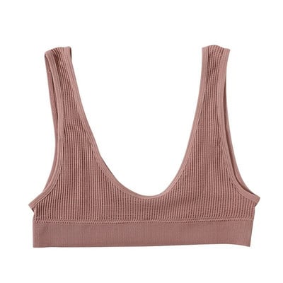 Sexy bezšvová podprsenka Crop Top Dámska rebrovaná braletka Dámska spodná bielizeň s ponorom Scoop Neck Tank Top U Back Camisole Športová podprsenka Tube Top
