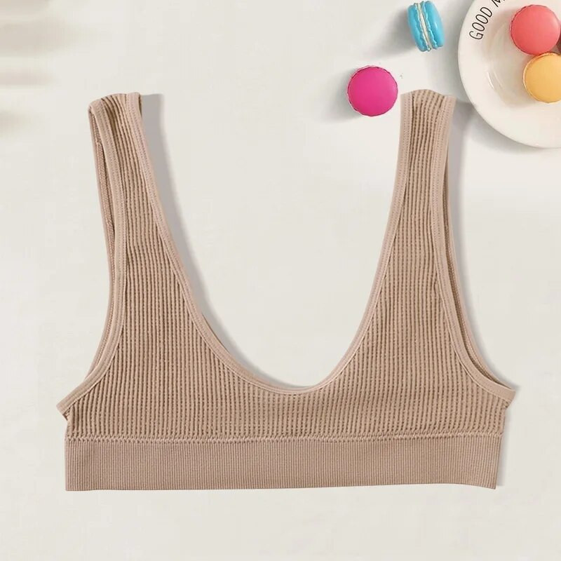 Sexy bezšvová podprsenka Crop Top Dámska rebrovaná braletka Dámska spodná bielizeň s ponorom Scoop Neck Tank Top U Back Camisole Športová podprsenka Tube Top