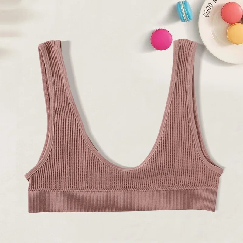 Sexy bezšvová podprsenka Crop Top Dámska rebrovaná braletka Dámska spodná bielizeň s ponorom Scoop Neck Tank Top U Back Camisole Športová podprsenka Tube Top