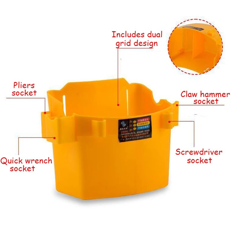 Πολυλειτουργικό κουτί μέσης Πλαστικό κουτί αποθήκευσης για βιδωτό σφυρί πένσα Εξαρτήματα υλικού ξυλουργική μέση διπλό κιβώτιο εργαλείων
