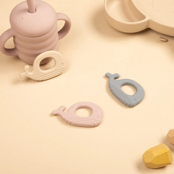 1 PC Baby Soft Silicone Teething Ring Molar Toy σε σχήμα φάλαινας Παιχνίδια δοντιών για βρέφη που μασούν νοσηλευτικά αξεσουάρ για νεογέννητα χωρίς BPA