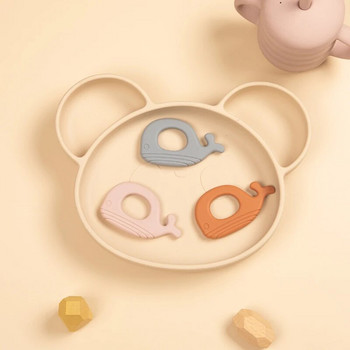 1PC Бебешки мек силиконов пръстен за никнене на зъби Моларна играчка Играчка с гризалки във формата на кит за бебета Дъвчащи кърмачки Аксесоари за новородени Без BPA