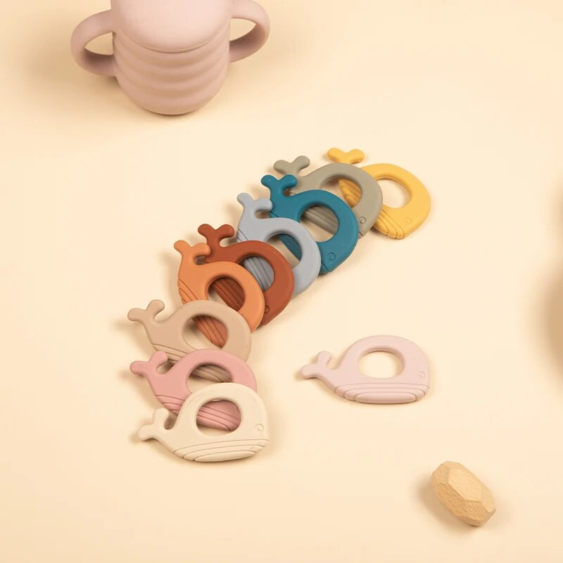 1 PC Baby Soft Silicone Teething Ring Molar Toy σε σχήμα φάλαινας Παιχνίδια δοντιών για βρέφη που μασούν νοσηλευτικά αξεσουάρ για νεογέννητα χωρίς BPA