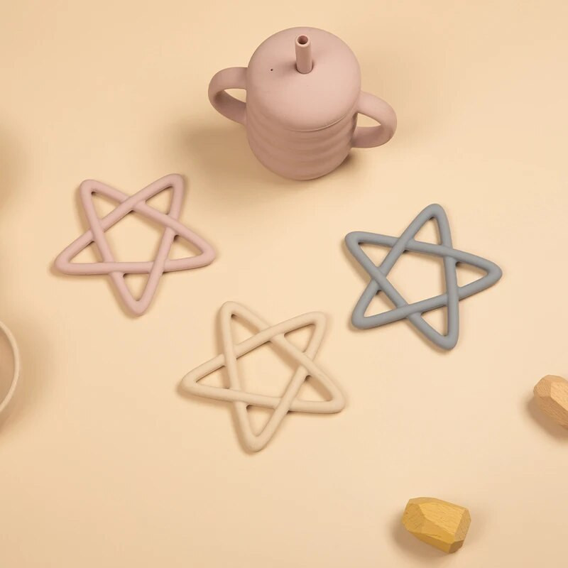 Mäkké silikónové hryzátka s pentagramom pre batoľatá, prerezávanie zúbkov, žuvacia hračka pre novorodencov, doplnky pre dojčatá, bez BPA