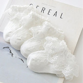 Printsessi pitsilised lillelised beebisokid Tüdrukutele Väikelapsele Armsad valged volangid Libisemisvastased Sokid Lastele Tantsusokid Vabaaja sokid imikutele