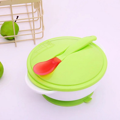 Μπολ τροφοδοσίας μωρών Σετ μαχαιροπήρουνων σετ εκμάθησης Μπολ φαγητού Κουτάλι ασφαλείας Θερμοκρασίας αισθητήρα Κουτάλι Βοήθειας Προπόνηση με κάλυμμα