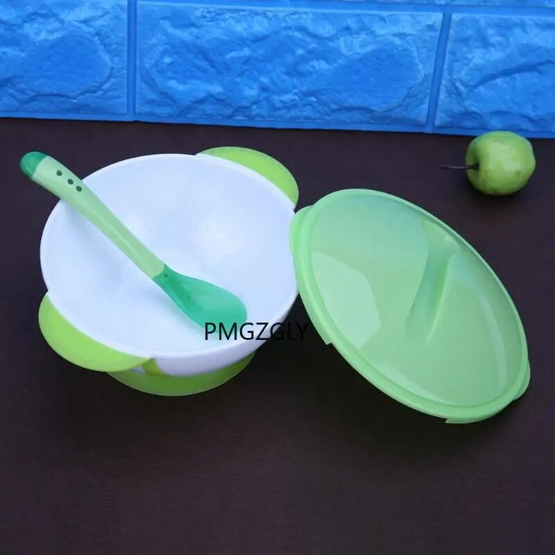 Πιάτα ταΐσματος Παιδικό καπάκι Μπολ 2 τμχ Κουτάλι καρτούν Έγχρωμο Σετ πιρουνιού κορόιδο κύπελλο νήπιο Εκπαίδευση μωρού Ασφαλής διατροφή PP Κουτάλι Στήριγμα