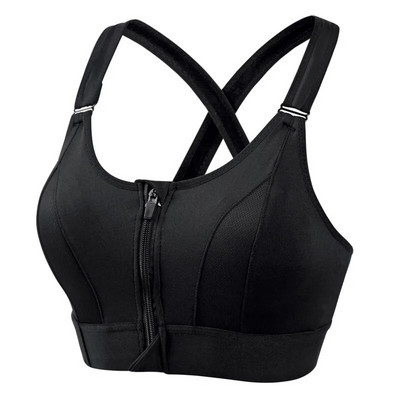 Ženski sportski grudnjaci Hulahopke Crop Top Yoga prsluk Prednji patentni zatvarač Velika veličina Podesivi remen Otporan na udarce Sportski grudnjak za teretanu Fitness