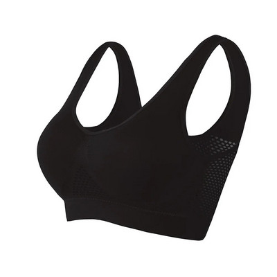 Sutien de yoga sport pentru femei Vestă fără fir S-6XL Plus Size Push Up fără spate Top din plasă fără cusături, fără oase Sutiene cu cadru