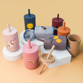 Dječja silikonska čašica s poklopcem, prijenosna čašica za piće, bez BPA, dječja čašica za hranjenje protiv curenja, protuklizna, prehrambena 150 ml