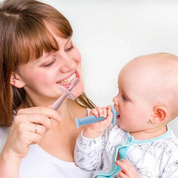 Артефакт за четкане на бебешки зъби Силиконова детска четка за зъби Безопасна грижа за устната кухина Почистване Грижа за децата Четка за зъби Food Grade Soft