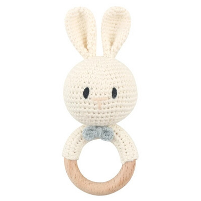 Amigurumi Cartoon Animal Baby Rattle Χαριτωμένο Ξύλινο Δαχτυλίδι Χειροποίητα Παιχνίδια Κουδουνίστρα για Νεογέννητα Χειροποίητα Κλιπ πιπίλας Παιδικά Εκπαιδευτικά Παιχνίδια