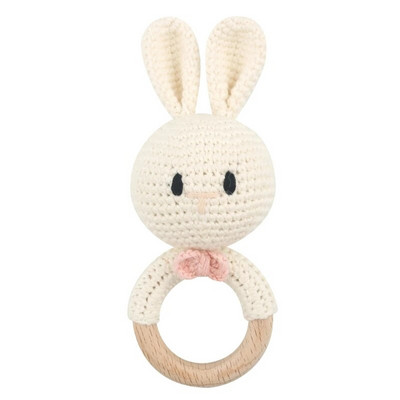 Amigurumi Cartoon Animal Baby Rattle Χαριτωμένο Ξύλινο Δαχτυλίδι Χειροποίητα Παιχνίδια Κουδουνίστρα για Νεογέννητα Χειροποίητα Κλιπ πιπίλας Παιδικά Εκπαιδευτικά Παιχνίδια