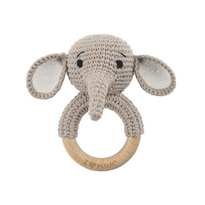Amigurumi Cartoon Animal Baby Rattle Χαριτωμένο Ξύλινο Δαχτυλίδι Χειροποίητα Παιχνίδια Κουδουνίστρα για Νεογέννητα Χειροποίητα Κλιπ πιπίλας Παιδικά Εκπαιδευτικά Παιχνίδια