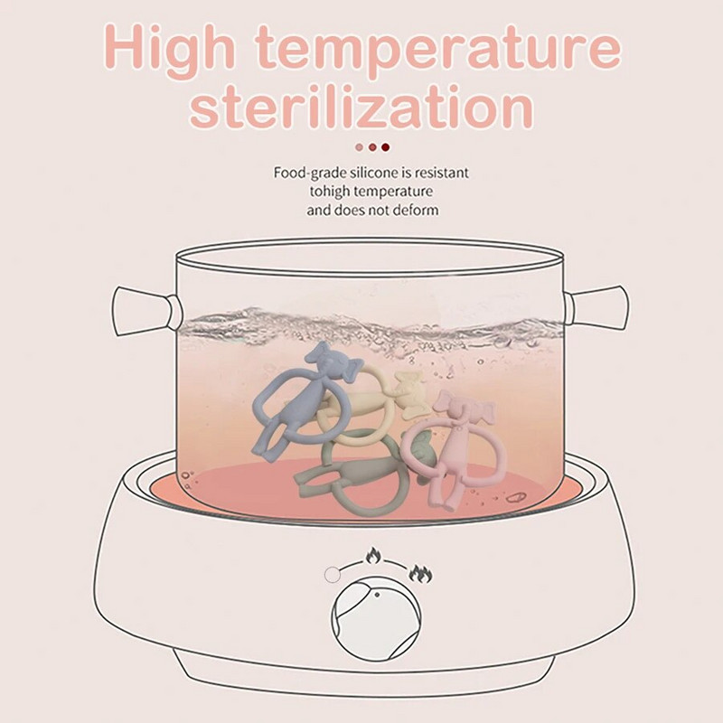 Baby Teether Food Grade Silicone Material Cute Cartoon Double Handle Teether Teether Παιχνίδι Pain Teething Relief Βρεφικά αξεσουάρ