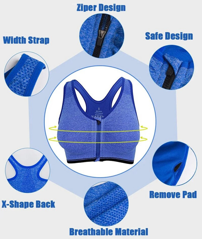 Cloud Hide Spordirinnahoidja Naiste S-XXXL Ees lukuga aluspesu Fitnesssärk Push Up Yoga Crop Top rinnahoidjad Athletic Vest Jõusaali spordirõivad