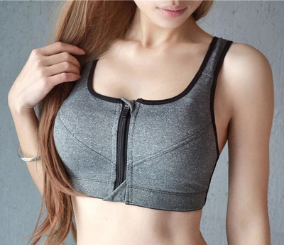 Απορροφήστε τον ιδρώτα Αθλητικό σουτιέν υψηλής αντοχής τεσσάρων επιπέδων χωρίς ατσάλι με φερμουάρ, αθλητικό σουτιέν Σταθεροί ιμάντες ώμου