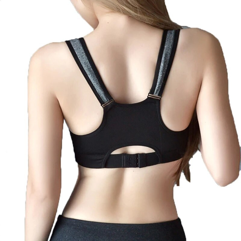 Απορροφήστε τον ιδρώτα Αθλητικό σουτιέν υψηλής αντοχής τεσσάρων επιπέδων χωρίς ατσάλι με φερμουάρ, αθλητικό σουτιέν Σταθεροί ιμάντες ώμου