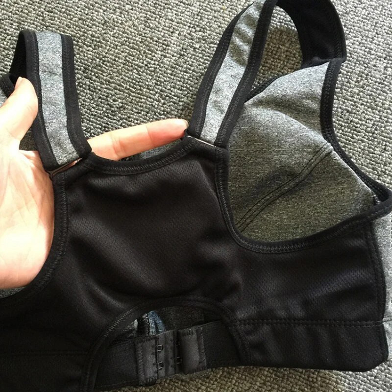 Απορροφήστε τον ιδρώτα Αθλητικό σουτιέν υψηλής αντοχής τεσσάρων επιπέδων χωρίς ατσάλι με φερμουάρ, αθλητικό σουτιέν Σταθεροί ιμάντες ώμου