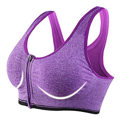 Γυναικείο φερμουάρ Push Up Αθλητικό γιλέκο σουτιέν Γυναικείο μαλακό εσώρουχο Αντικραδασμικό αναπνεύσιμο σουτιέν γυμναστικής γυμναστικής Αθλητικό τρέξιμο Yoga Sport Top