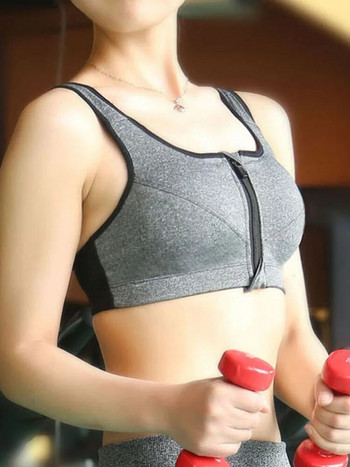 Ζεστό γυναικείο φερμουάρ Push Up Αθλητικά σουτιέν Γιλέκο Εσώρουχα Αντικραδασμικά Αναπνεύσιμο Γυμναστήριο Γυμναστήριο Αθλητικό τρέξιμο Yoga Bh Αθλητικές μπλούζες