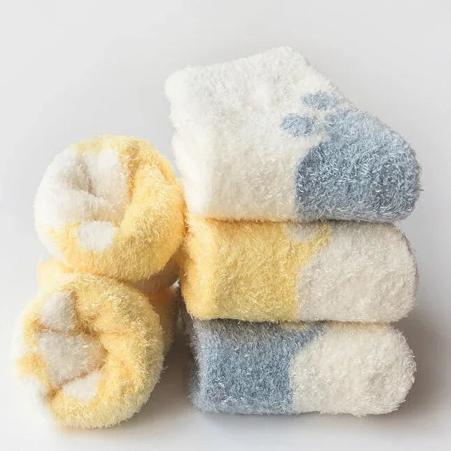 Βρεφικά κορίτσια Αγόρια Χειμερινές ζεστές χοντρές κάλτσες Νεογέννητο γούνινο βελούδινο αντιολισθητικό μασίφ πάτωμα κάλτσες για παιδικά βρεφικά χαριτωμένα αξεσουάρ ρούχων