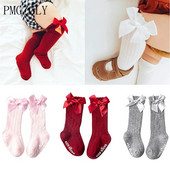 Διχτυωτό νεογέννητο κοριτσάκι Παιδιά για τα Χριστούγεννα Χειμώνας Αντιολισθητικές Κάλτσες Φιόγκος Καλοκαίρι Άνοιξη Terry Cotton Sokken Princess Knee ψηλά μακριά