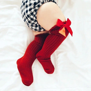 Διχτυωτό νεογέννητο κοριτσάκι Παιδιά για τα Χριστούγεννα Χειμώνας Αντιολισθητικές Κάλτσες Φιόγκος Καλοκαίρι Άνοιξη Terry Cotton Sokken Princess Knee ψηλά μακριά