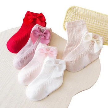Чорапи до глезена за малки деца Mildsown Меки тънки памучни чорапи Дишащи летни чорапи с панделки за бебета 0-3 години