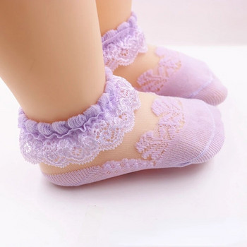 Χαριτωμένα δαντέλα Flower Mesh Καλοκαιρινές κάλτσες νεογέννητου μωρού Βαμβακερές κάλτσες για κοριτσάκι See Through Αντιολισθητικές κάλτσες Calcetines Skarpetki Sokke