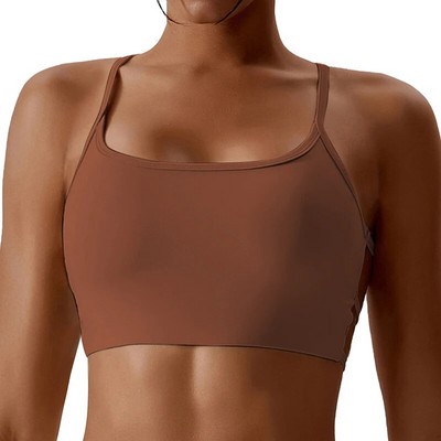 Sutien sport cu bretele încrucișate pentru femei, sutien pentru yoga pentru spate, sutien moale cu push-up, sutien sport pentru fitness, top pentru antrenament