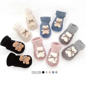 Вътрешни чорапи за малки деца Новородено Prewalker Детски зимни дебели хавлиени чорапи за момичета Гумена подметка Детски анимационни чорапи