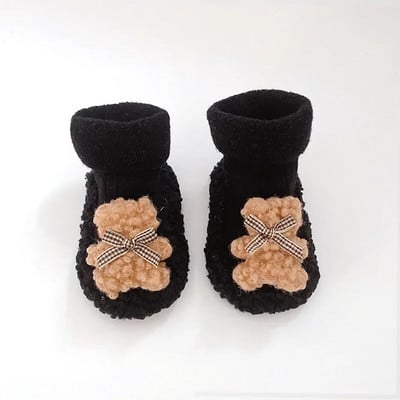 Detské zimné ponožky pre batoľatá, novorodenecké, pre batoľatá, pre dievčatá, hrubé froté bavlnené ponožky s gumenou podrážkou, vtipné kreslené ponožky