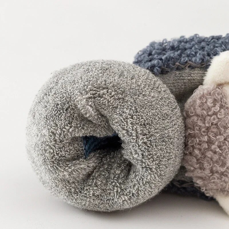 Detské zimné ponožky pre batoľatá, novorodenecké, pre batoľatá, pre dievčatá, hrubé froté bavlnené ponožky s gumenou podrážkou, vtipné kreslené ponožky