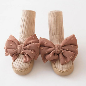 ma&baby 0-3Y Νεογέννητο κοριτσάκι Παπούτσια κάλτσας Χαριτωμένα παπιγιόν Αντιολισθητικές παντόφλες δαπέδου Παπούτσια περπατήματος για νήπια