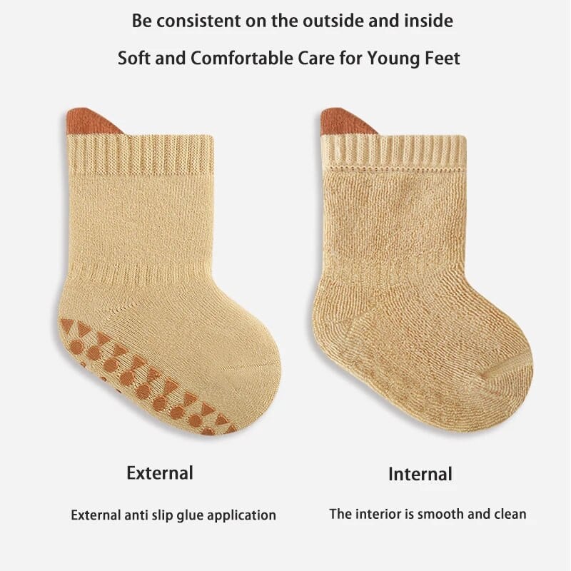 3 páry/sada Zimné nové batoľacie froté stredne veľké ponožky pre novorodencov, mäkké zahustené teplé ponožky pre dievčatá a chlapcov, roztomilé protišmykové ponožky bez kostic 0-5 rokov