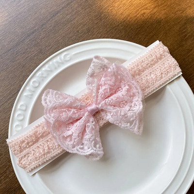 Λευκή δαντέλα φιόγκος Βρεφικές κορδέλες για κορίτσι Χαριτωμένο κορδόνι με παπιγιόν Ελαστικό τουρμπάνι για μωρά Νεογέννητα Αξεσουάρ για μωρά για τα μαλλιά 머리띠