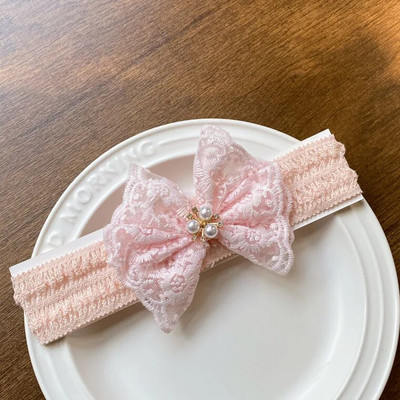 Λευκή δαντέλα φιόγκος Βρεφικές κορδέλες για κορίτσι Χαριτωμένο κορδόνι με παπιγιόν Ελαστικό τουρμπάνι για μωρά Νεογέννητα Αξεσουάρ για μωρά για τα μαλλιά 머리띠