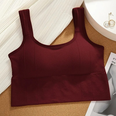 Hingav spordirinnahoidja põrutuskindel kärbitud higistamisvastane sporditopp Naiste õmblusteta joogarinnahoidja Push up Sport jõusaali treeningtopp