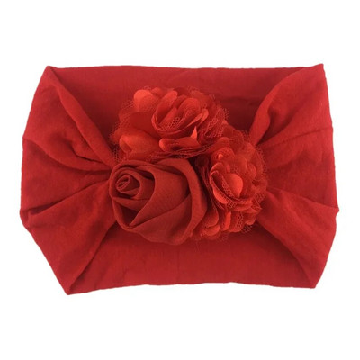 Μόδα κοριτσάκια σιφόν λουλούδια πλεκτό κεφαλόδεσμο βρεφικό νάιλον φαρδύ χτένισμα Παιδικά τριαντάφυλλα καπέλα Δώρα γενεθλίων για νεογέννητα φωτογραφικά στηρίγματα