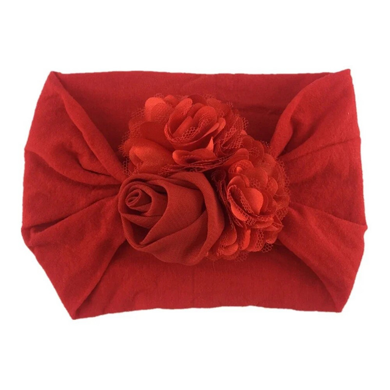 Μόδα κοριτσάκια σιφόν λουλούδια πλεκτό κεφαλόδεσμο βρεφικό νάιλον φαρδύ χτένισμα Παιδικά τριαντάφυλλα καπέλα Δώρα γενεθλίων για νεογέννητα φωτογραφικά στηρίγματα