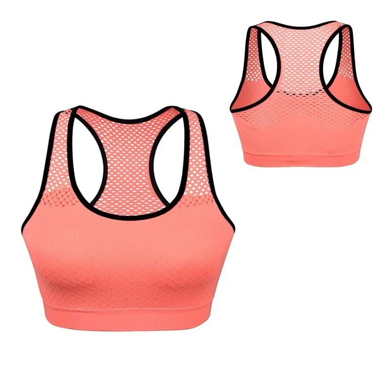 Naiste hingav spordirinnahoidja, polsterdatud polsterdatud sporditopp ilma alustraadita õmblusteta higi neelav jooksmine