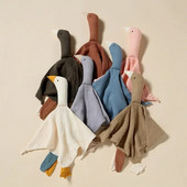 Puhast puuvillast musliin beebi rinnatükk Armas hani magamisnukud Vastsündinud süljerätik rahustab rahustav rätik väikelapsed röhitseb riidest taskurätik